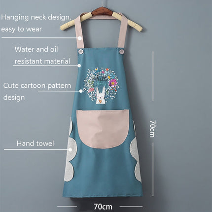 2 PCS 1607 Hand Wipe Apron Female Kitchen Waterproof And Oil-Proof Apron(Pink)-garmade.com