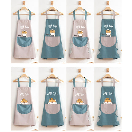 Home Kitchen Waterproof And Oil-Proof Apron Cute Cooking Work Apron, Colour: Chef Water Blue (Ordinary)-garmade.com