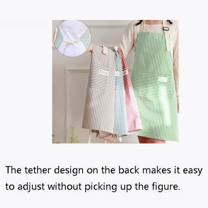 2 PCS Kitchen Home Cooking Apron Restaurant Works Striped Cotton And Linen Apron(Green)-garmade.com