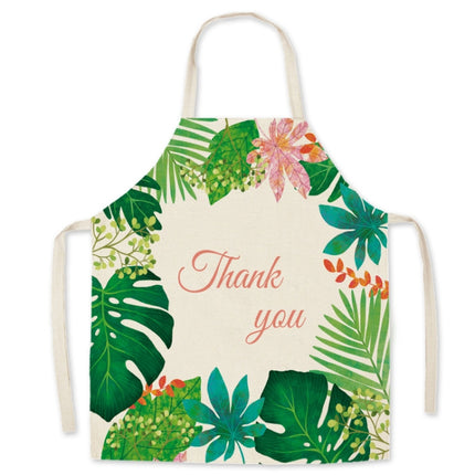 2 PCS Green Leaf Kitchen Apron Linen Cooking Gown Work Clothes, Specification: 65x75 cm(Thank)-garmade.com