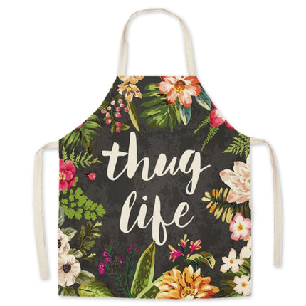 2 PCS Green Leaf Kitchen Apron Linen Cooking Gown Work Clothes, Specification: 65x75 cm(Life)-garmade.com