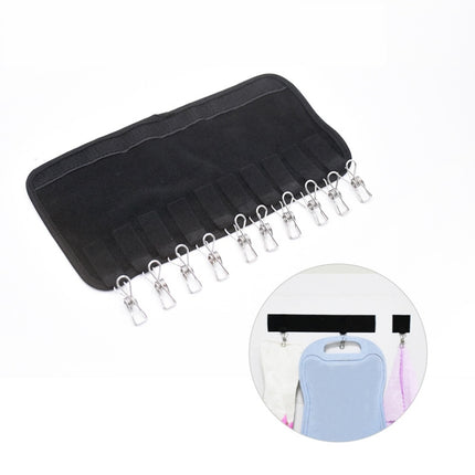 Adhesive Hanger Detachable Travel Folding Portable Hat Clip Hanger Bathroom Cloth Clothes Clip(Black)-garmade.com