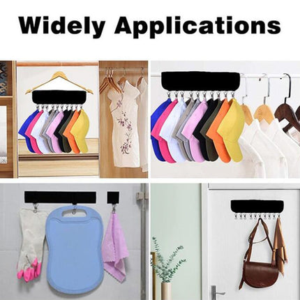 Adhesive Hanger Detachable Travel Folding Portable Hat Clip Hanger Bathroom Cloth Clothes Clip(Black)-garmade.com