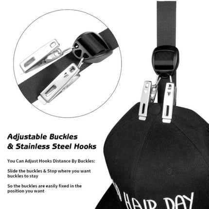 Door Back Hat Clip Hook Door Back Storage And Sorting Lanyard Home Bedroom Clothing Rack Metal Hook, Style: 1 Lanyard+20 Clips+2 Hooks(Black)-garmade.com