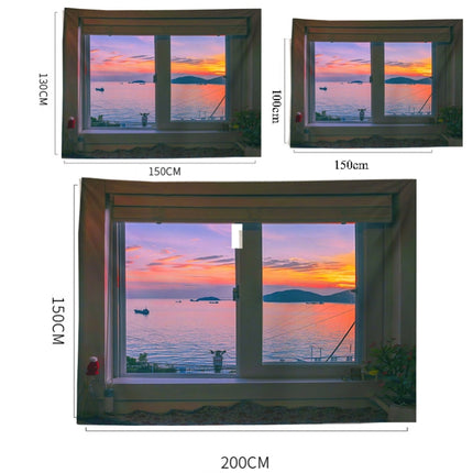 Sea View Window Background Cloth Fresh Bedroom Homestay Decoration Wall Cloth Tapestry, Size: 150x130cm(Window-2)-garmade.com