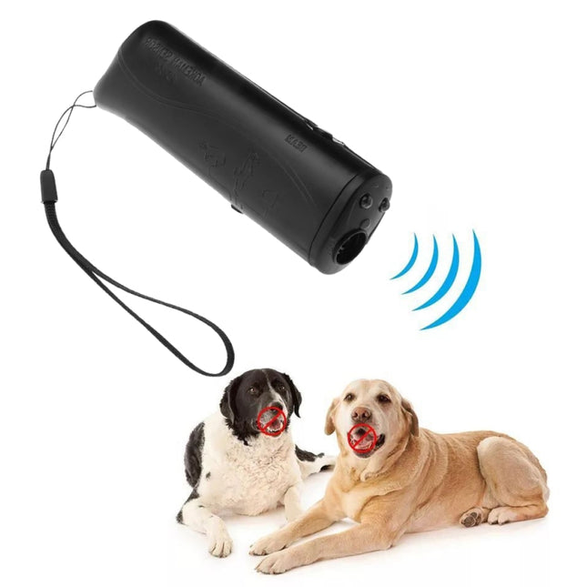 LED Flashlight Ultrasonic Dog Repeller Portable Dog Trainer, Colour: Single-headed Black(Colorful Package)-garmade.com