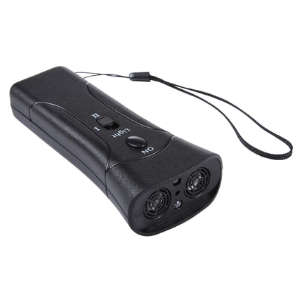 LED Flashlight Ultrasonic Dog Repeller Portable Dog Trainer, Colour: Double black(Colorful Package)-garmade.com