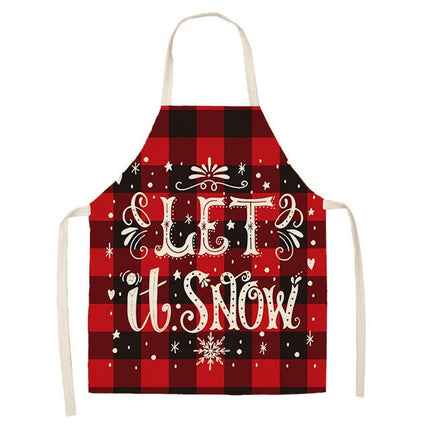 2 PCS Christmas Plaid Series Cotton And Linen Apron Household Cleaning Overalls, Specification: 68 x 55cm(WQ-001301)-garmade.com