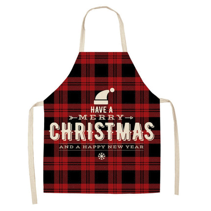 2 PCS Christmas Plaid Series Cotton And Linen Apron Household Cleaning Overalls, Specification: 68 x 55cm(WQ-001327)-garmade.com