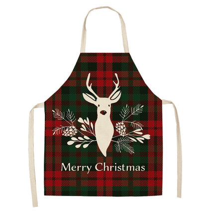 2 PCS Christmas Plaid Series Cotton And Linen Apron Household Cleaning Overalls, Specification: 68 x 55cm(WQ-001329)-garmade.com