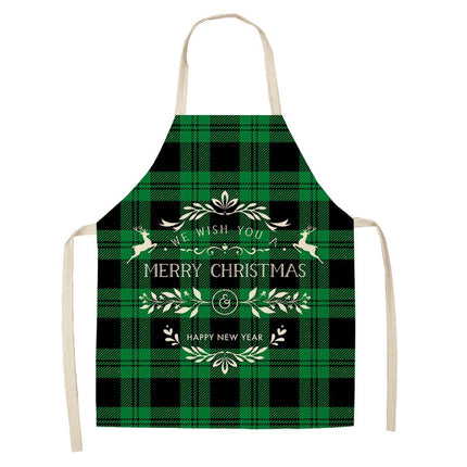 2 PCS Christmas Plaid Series Cotton And Linen Apron Household Cleaning Overalls, Specification: 68 x 55cm(WQ-001334)-garmade.com