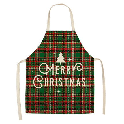 2 PCS Christmas Plaid Series Cotton And Linen Apron Household Cleaning Overalls, Specification: 68 x 55cm(WQ-001335)-garmade.com