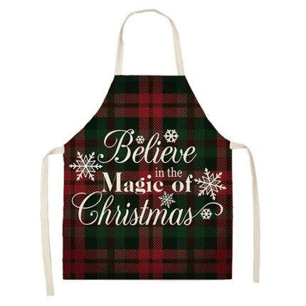 2 PCS Christmas Plaid Series Cotton And Linen Apron Household Cleaning Overalls, Specification: 68 x 55cm(WQ-001303)-garmade.com