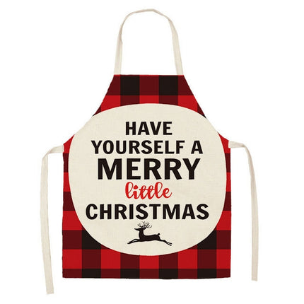 2 PCS Christmas Plaid Series Cotton And Linen Apron Household Cleaning Overalls, Specification: 68 x 55cm(WQ-001307)-garmade.com