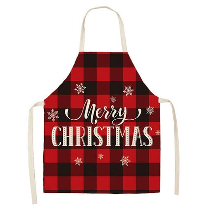 2 PCS Christmas Plaid Series Cotton And Linen Apron Household Cleaning Overalls, Specification: 68 x 55cm(WQ-001310)-garmade.com
