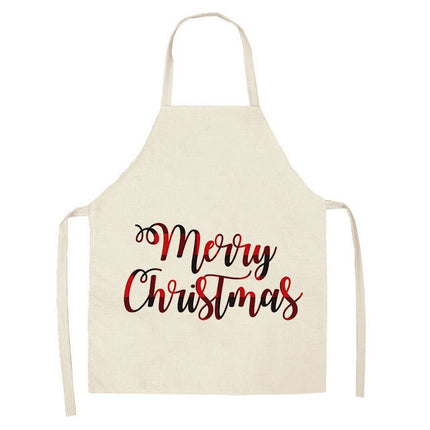 2 PCS Christmas Plaid Series Cotton And Linen Apron Household Cleaning Overalls, Specification: 68 x 55cm(WQ-001319)-garmade.com