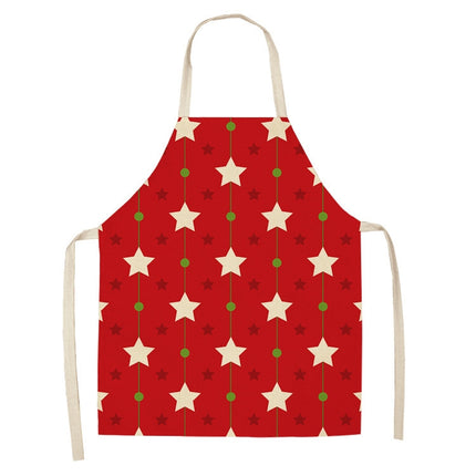2 PCS Christmas Plaid Series Cotton And Linen Apron Household Cleaning Overalls, Specification: 68 x 55cm(WQ-001322)-garmade.com