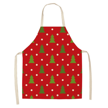 2 PCS Christmas Plaid Series Cotton And Linen Apron Household Cleaning Overalls, Specification: 68 x 55cm(WQ-001323)-garmade.com