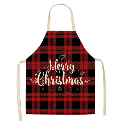 2 PCS Christmas Plaid Series Cotton And Linen Apron Household Cleaning Overalls, Specification: 68 x 55cm(WQ-001326)-garmade.com