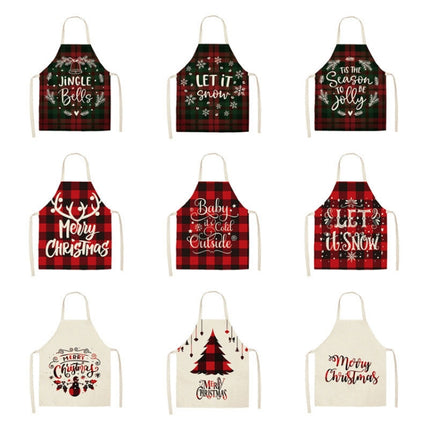 2 PCS Christmas Plaid Series Cotton And Linen Apron Household Cleaning Overalls, Specification: 68 x 55cm(WQ-001326)-garmade.com