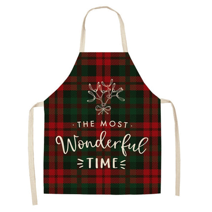 2 PCS Christmas Plaid Series Cotton And Linen Apron Household Cleaning Overalls, Specification: 47 x 38cm(WQ-001332)-garmade.com