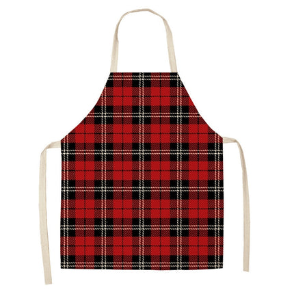 2 PCS Christmas Plaid Series Cotton And Linen Apron Household Cleaning Overalls, Specification: 47 x 38cm(WQ-001333)-garmade.com