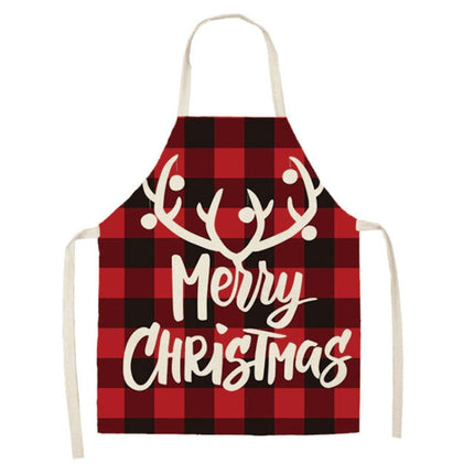 2 PCS Christmas Plaid Series Cotton And Linen Apron Household Cleaning Overalls, Specification: 47 x 38cm(WQ-001311)-garmade.com