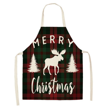 2 PCS Christmas Plaid Series Cotton And Linen Apron Household Cleaning Overalls, Specification: 47 x 38cm(WQ-001313)-garmade.com