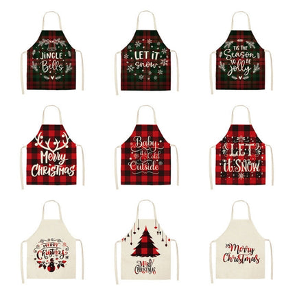 2 PCS Christmas Plaid Series Cotton And Linen Apron Household Cleaning Overalls, Specification: 47 x 38cm(WQ-001327)-garmade.com