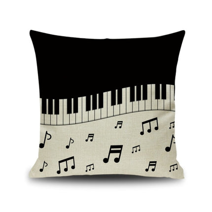 2 PCS Piano Note Digital Printed Linen Pillowcase Without Pillow Core, Size: 45x45cm(2)-garmade.com