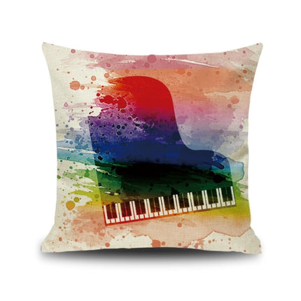 2 PCS Piano Note Digital Printed Linen Pillowcase Without Pillow Core, Size: 45x45cm(7)-garmade.com