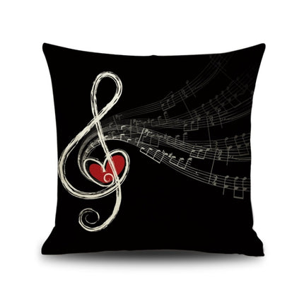 2 PCS Piano Note Digital Printed Linen Pillowcase Without Pillow Core, Size: 45x45cm(17)-garmade.com