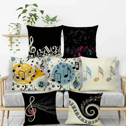 2 PCS Piano Note Digital Printed Linen Pillowcase Without Pillow Core, Size: 45x45cm(8)-garmade.com