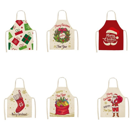 Fabric Linen Cleaning Apron Christmas Party Decoration Apron, Size: 47x38cm(WQ-001501)-garmade.com