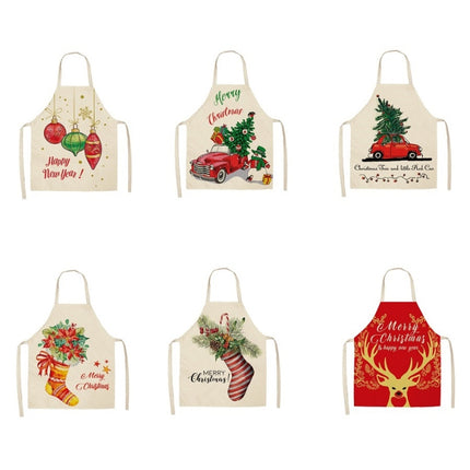 Fabric Linen Cleaning Apron Christmas Party Decoration Apron, Size: 47x38cm(WQ-001509)-garmade.com