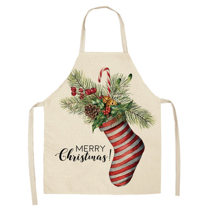 Fabric Linen Cleaning Apron Christmas Party Decoration Apron, Size: 47x38cm(WQ-001511)-garmade.com