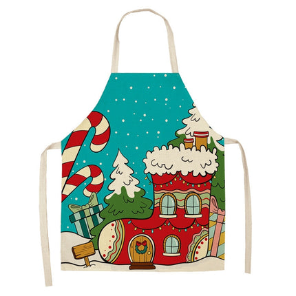 Fabric Linen Cleaning Apron Christmas Party Decoration Apron, Size: 47x38cm(WQ-001513)-garmade.com