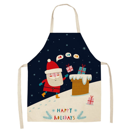 Fabric Linen Cleaning Apron Christmas Party Decoration Apron, Size: 47x38cm(WQ-001514)-garmade.com