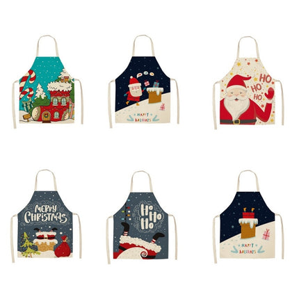 Fabric Linen Cleaning Apron Christmas Party Decoration Apron, Size: 47x38cm(WQ-001517)-garmade.com