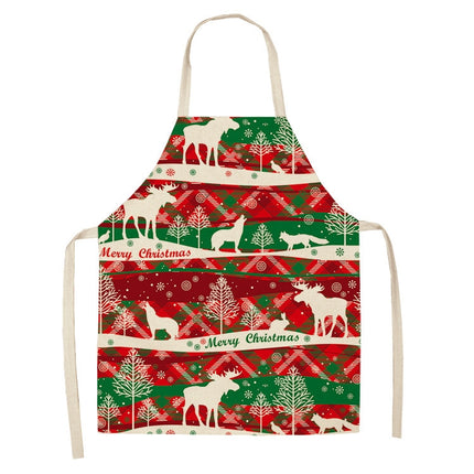 Fabric Linen Cleaning Apron Christmas Party Decoration Apron, Size: 47x38cm(WQ-001520)-garmade.com