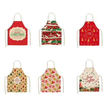 Fabric Linen Cleaning Apron Christmas Party Decoration Apron, Size: 47x38cm(WQ-001522)-garmade.com