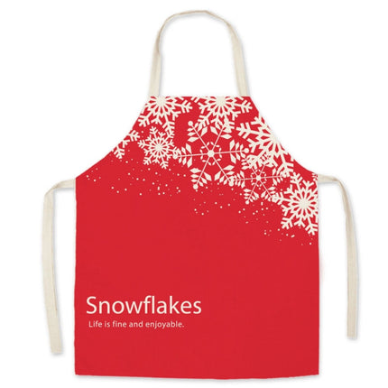 Christmas Linen Printed Apron Christmas Gift Adult Children Parent-Child Overalls, Size: 60x70cm Aldult(Snowflake)-garmade.com