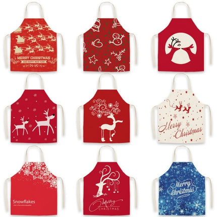 Christmas Linen Printed Apron Christmas Gift Adult Children Parent-Child Overalls, Size: 60x70cm Aldult(Deer)-garmade.com