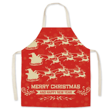 Christmas Linen Printed Apron Christmas Gift Adult Children Parent-Child Overalls, Size: 45 x 52cm Children(Give Gifts)-garmade.com
