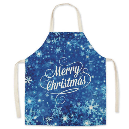 Christmas Linen Printed Apron Christmas Gift Adult Children Parent-Child Overalls, Size: 45 x 52cm Children(Ice and Snow)-garmade.com