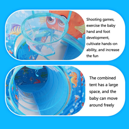3 in 1 ZP01 Children Tent Play House Tunnel Foldable Shooting Ocean Ball Pool Toy(Blue Sea)-garmade.com