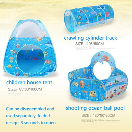 3 in 1 ZP01 Children Tent Play House Tunnel Foldable Shooting Ocean Ball Pool Toy(Deep Sea)-garmade.com