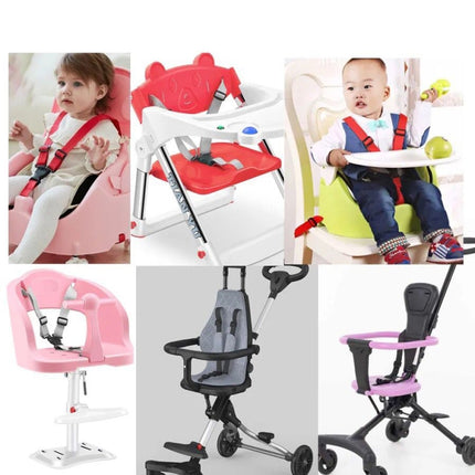 Baby Dining Chair Stroller Safety Strap Five-Point Type A Version + Fixed Strap + Thick Shoulder Pad + Large Crotch Protector(Red)-garmade.com