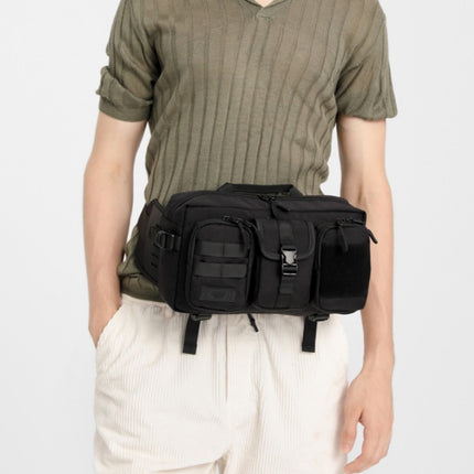 Ozuko 9449 Outdoor Large-Capacity Waist Bag Multifunctional Sports Waterproof Crossbody Bag(Khaki)-garmade.com