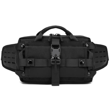 Ozuko 9450 Men Waterproof Waist Bag Sports Trend Shoulder Messenger Bag(Black)-garmade.com